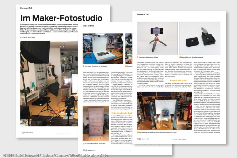 Show and Tell für Maker in Make Magazin Ausgabe 4/2022