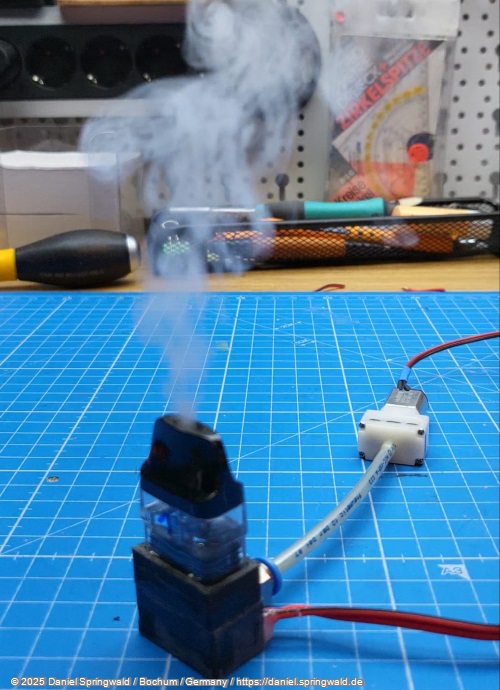 Erster Testaufbau der Mini Nebelmaschine