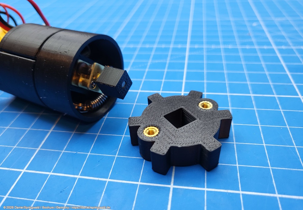 3D-gedruckter Adapter für den Chassis-Spin-Motor